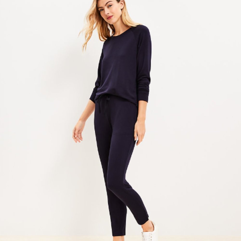 Women's Lou & Grey Signaturesoft Sweatshirt & Sweatpants Bundle Navy Size XS